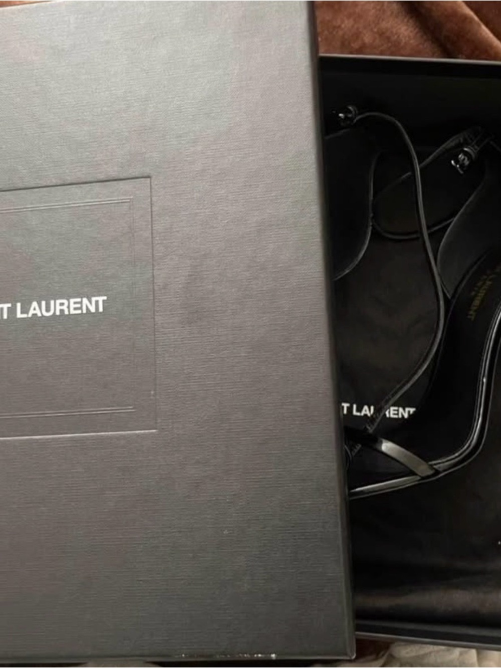 Saint Laurent Opyum Patent YSL Logo Heel Sandals - Picture 2 of 4